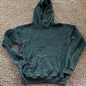 abercrombie kids dark green pullover hoodie with embossed logo